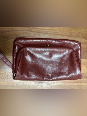 Vintage HOBO Burgundy Leather Clutch Wristlet